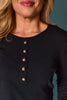 SSYS Cece Knit Long Sleeve Top With Gold Button Detail In Black