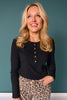 SSYS Cece Knit Long Sleeve Top With Gold Button Detail In Black