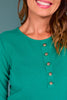 SSYS Cece Knit Long Sleeve Top With Gold Button Detail In Green