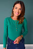 SSYS Cece Knit Long Sleeve Top With Gold Button Detail In Green