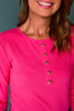SSYS Cece Knit Long Sleeve Top With Gold Button Detail In Pink