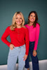 SSYS Cece Knit Long Sleeve Top With Gold Button Detail In Red