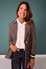 SSYS Kiara Tweed Plaid Varsity Blazer In Black