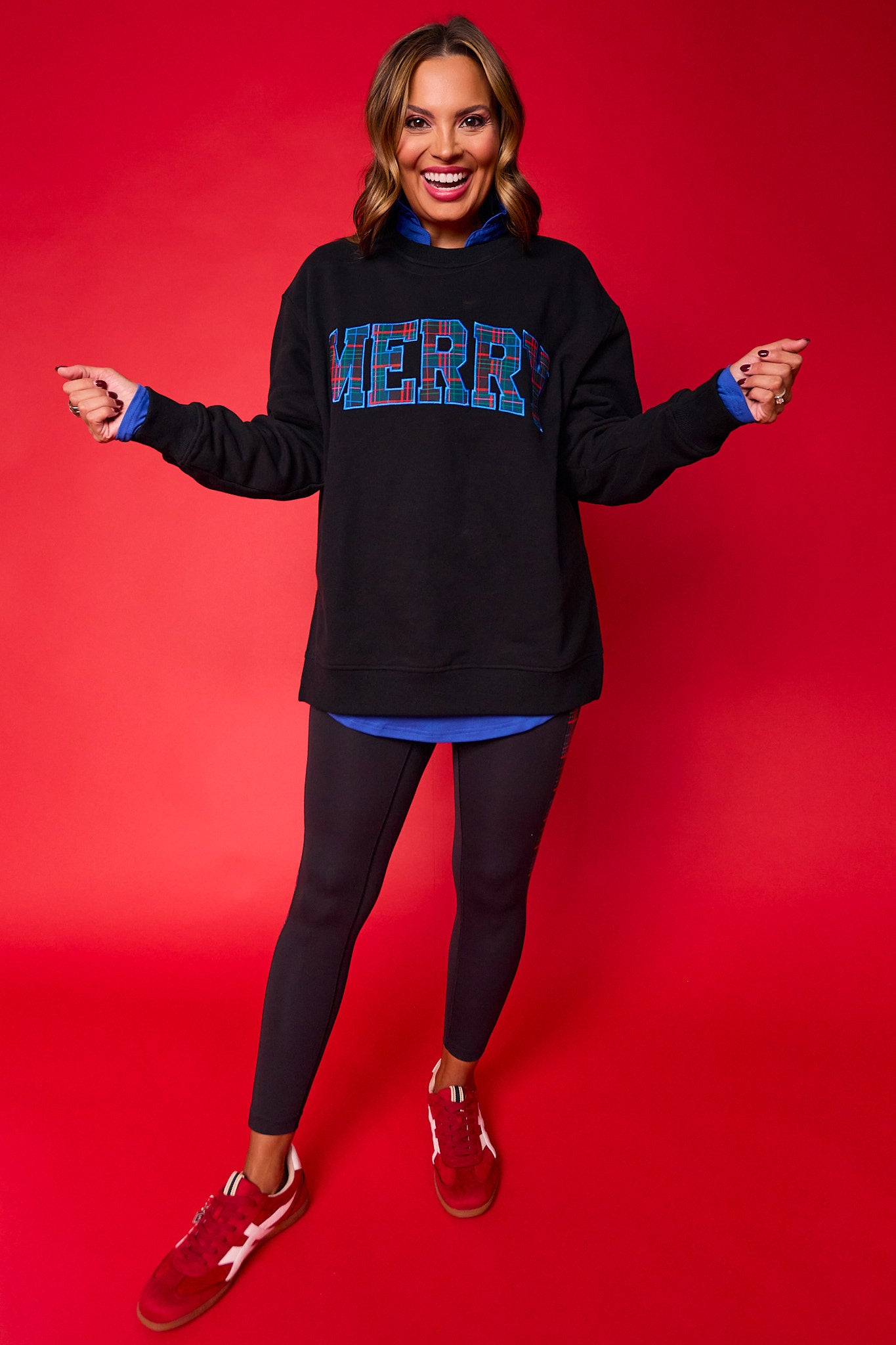 SSYS Merry Sweatshirt In Black Tartan