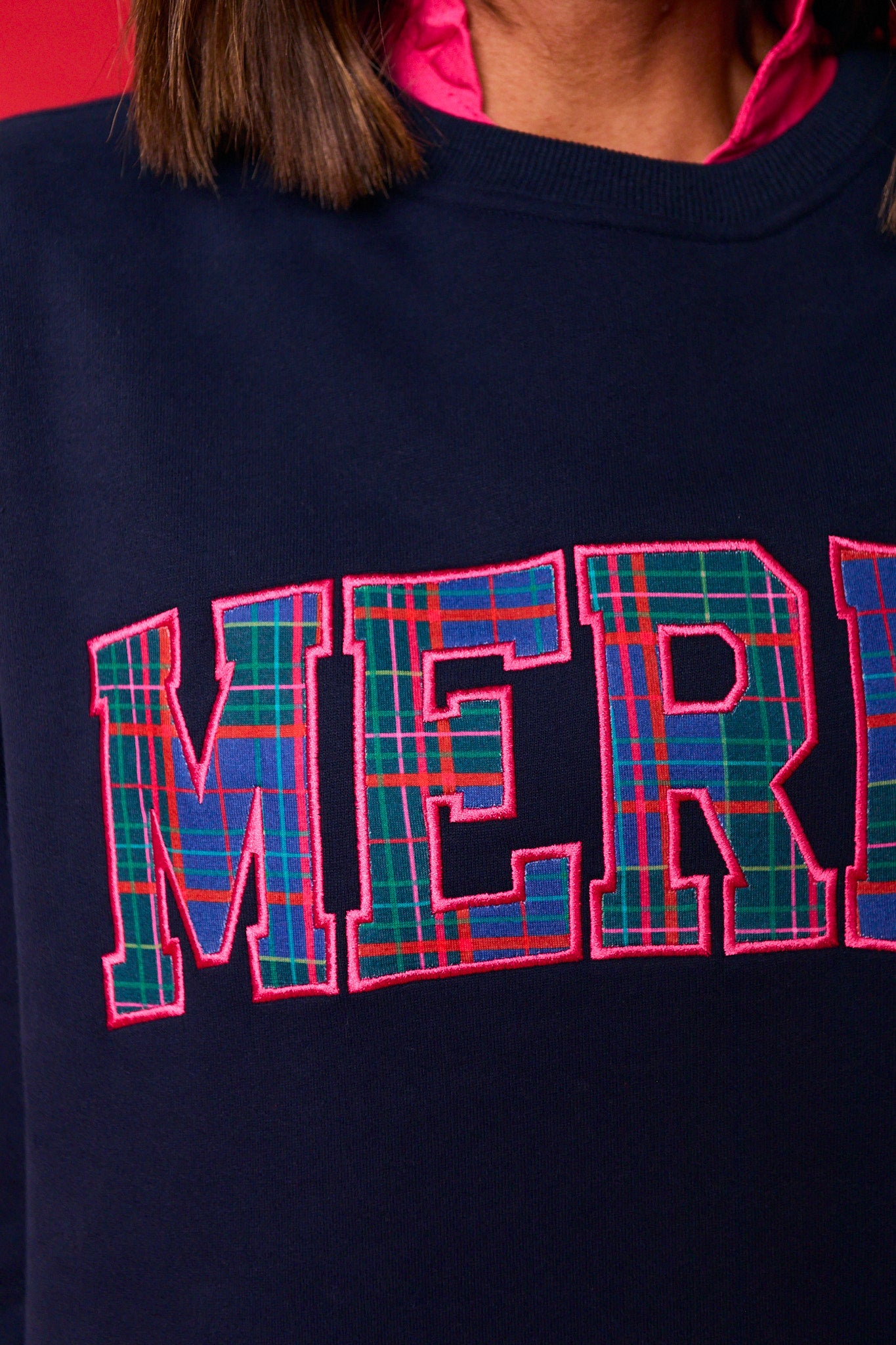 SSYS Merry Sweatshirt In Navy Tartan