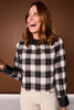 SSYS Farah Plaid Flannel Long Sleeve Mock Neck Top with Leather Trim In Black