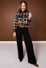 SSYS Signature Flannel Cropped Shacket With Leather Trim In Brown Plaid