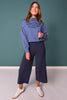 *PRE-ORDER ETA DEC* SSYS Gigi Scuba Mock Neck Cropped Pullover In Navy Gingham *FINAL SALE*
