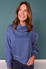 *PRE-ORDER ETA DEC* SSYS Gigi Scuba Mock Neck Cropped Pullover In Navy Gingham *FINAL SALE*