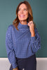 *PRE-ORDER ETA DEC* SSYS Gigi Scuba Mock Neck Cropped Pullover In Navy Gingham *FINAL SALE*
