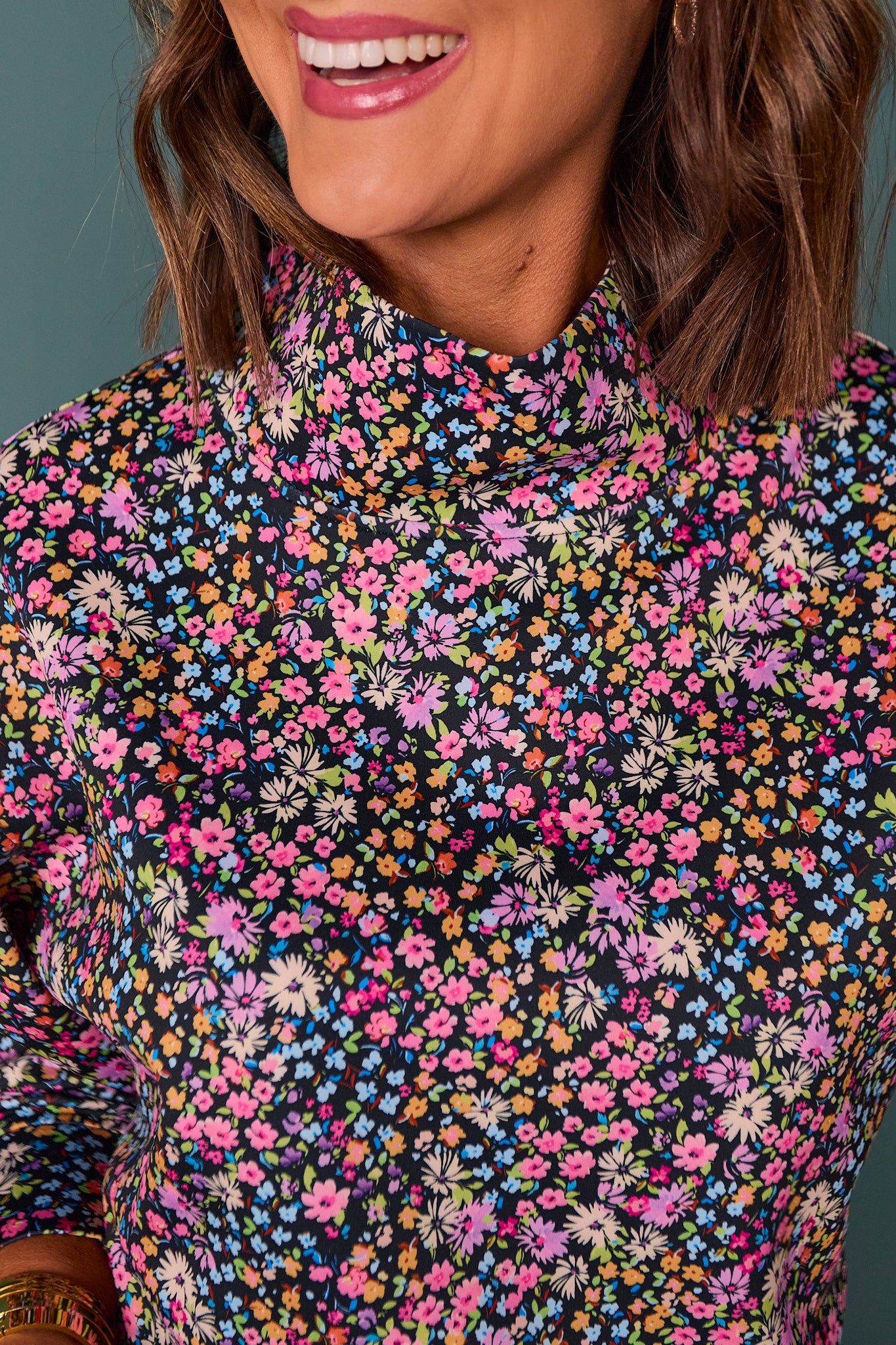 *PRE-ORDER ETA DEC* SSYS Gigi Scuba Mock Neck Cropped Pullover In Wildflower *FINAL SALE*