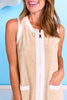 SSYS Terry Solid Zip Up Contrast Swim Cover In Taupe