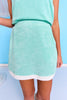 SSYS Terry Inset Stripe Skirt In Seafoam