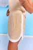 SSYS Terry Inset Stripe Skirt In Taupe
