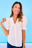SSYS Short Sleeve Gemma Peter Pan Collared Top In White