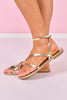 Gold Metallic Stone Toe Ring Sandals