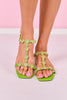 Gold Chain Green Heart Stones Sandals