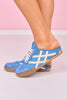 Shu Shop Blue Retro Striped Slip On Sneakers