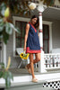 SSYS Celine Navy Red Poplin Sleeveless Dress