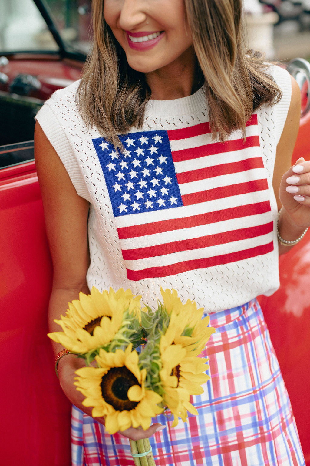 *ETA JUNE* SSYS Ivory American Flag Sleeveless Sweater