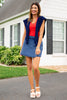 SSYS Polly Over The Shoulder Cable Knit Sweater In Navy
