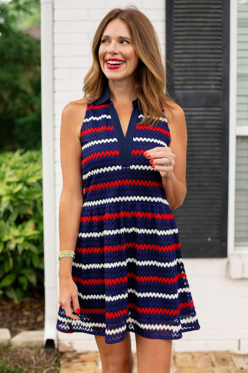 SSYS Kendall Sleeveless Collared Dress In Americana