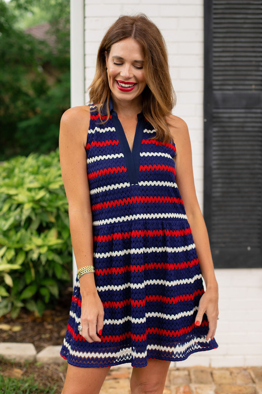 SSYS Kendall Sleeveless Collared Dress In Americana