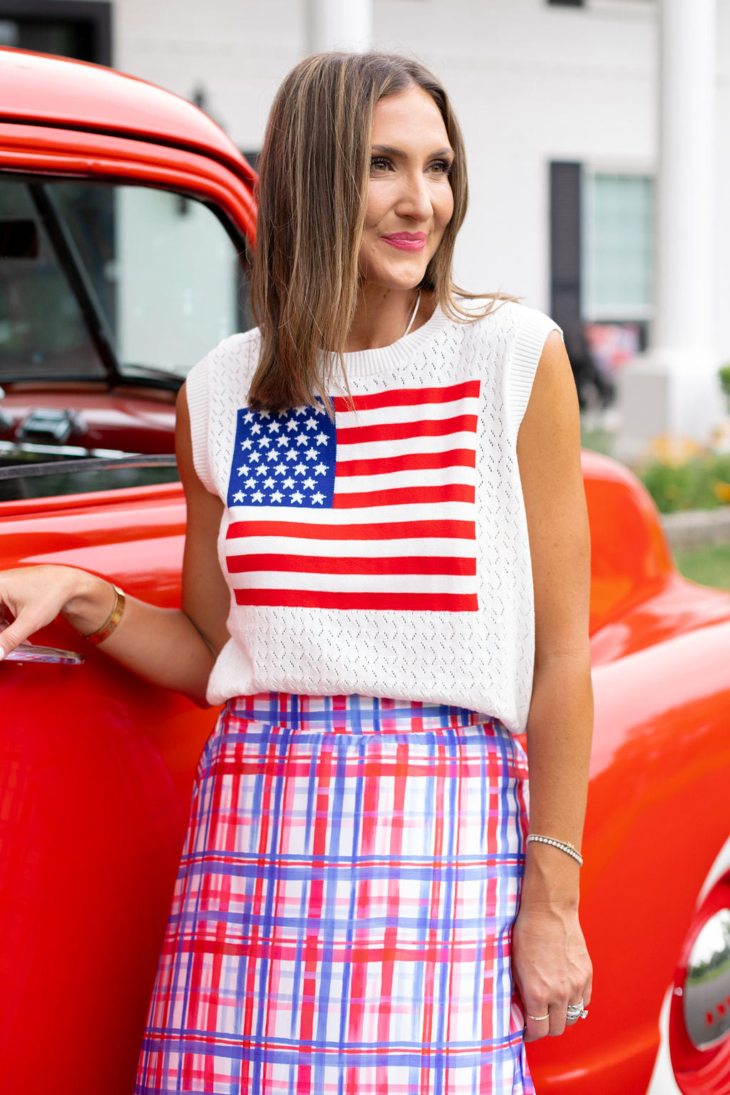 *ETA JUNE* SSYS Ivory American Flag Sleeveless Sweater