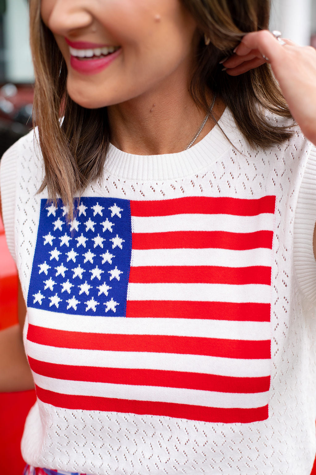 *ETA JUNE* SSYS Ivory American Flag Sleeveless Sweater