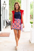 SSYS Skylar Ric Rac Trim Linen Wrap Skort In Americana Rosette