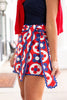 SSYS Skylar Ric Rac Trim Linen Wrap Skort In Americana Rosette