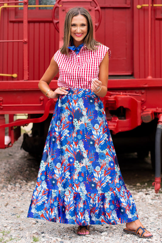 SSYS Daisy One Tier Satin Maxi Skirt In Liberty Bouquet