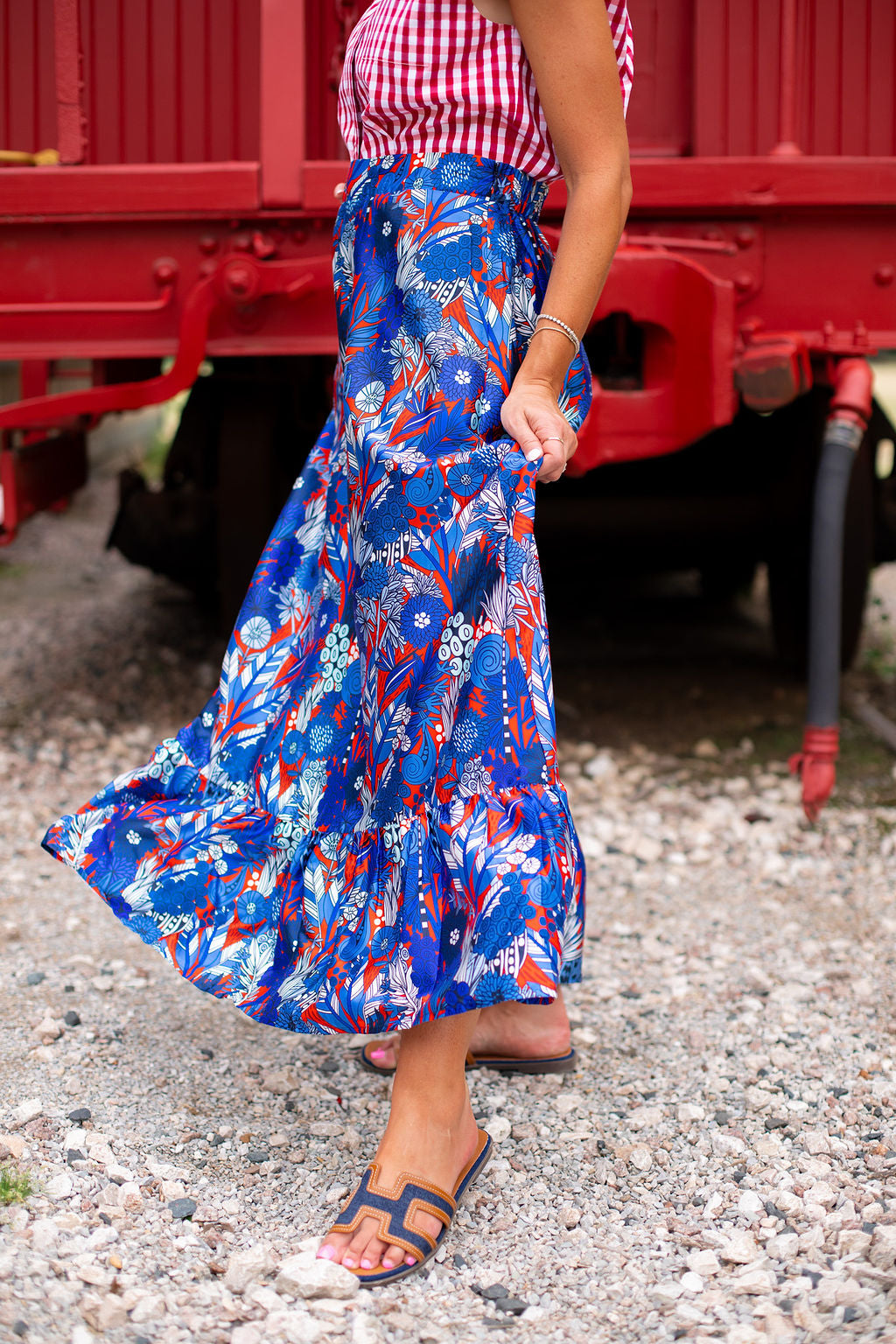 SSYS Daisy One Tier Satin Maxi Skirt In Liberty Bouquet