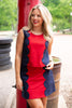 SSYS Fiona Scallop Colorblock Set In Navy and Red