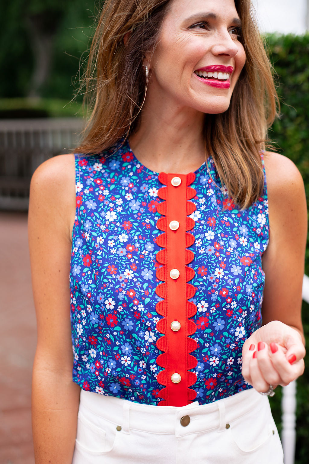 SSYS Sleeveless Everly Scallop Trim Top In Freedom Floral