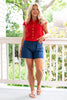 SSYS Lynda Lace Button Up Top In Red