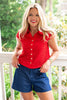 SSYS Lynda Lace Button Up Top In Red