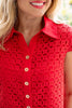 SSYS Lynda Lace Button Up Top In Red