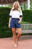 SSYS Lowen Knit Trim Contrast Poplin Polo Top In White