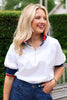 SSYS Lowen Knit Trim Contrast Poplin Polo Top In White