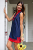 SSYS Celine Navy Red Poplin Sleeveless Dress