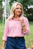 SSYS Collette Poplin Stripe Anchor Embroidery Top In Red