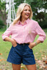 SSYS Collette Poplin Stripe Anchor Embroidery Top In Red