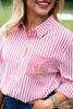 SSYS Collette Poplin Stripe Anchor Embroidery Top In Red
