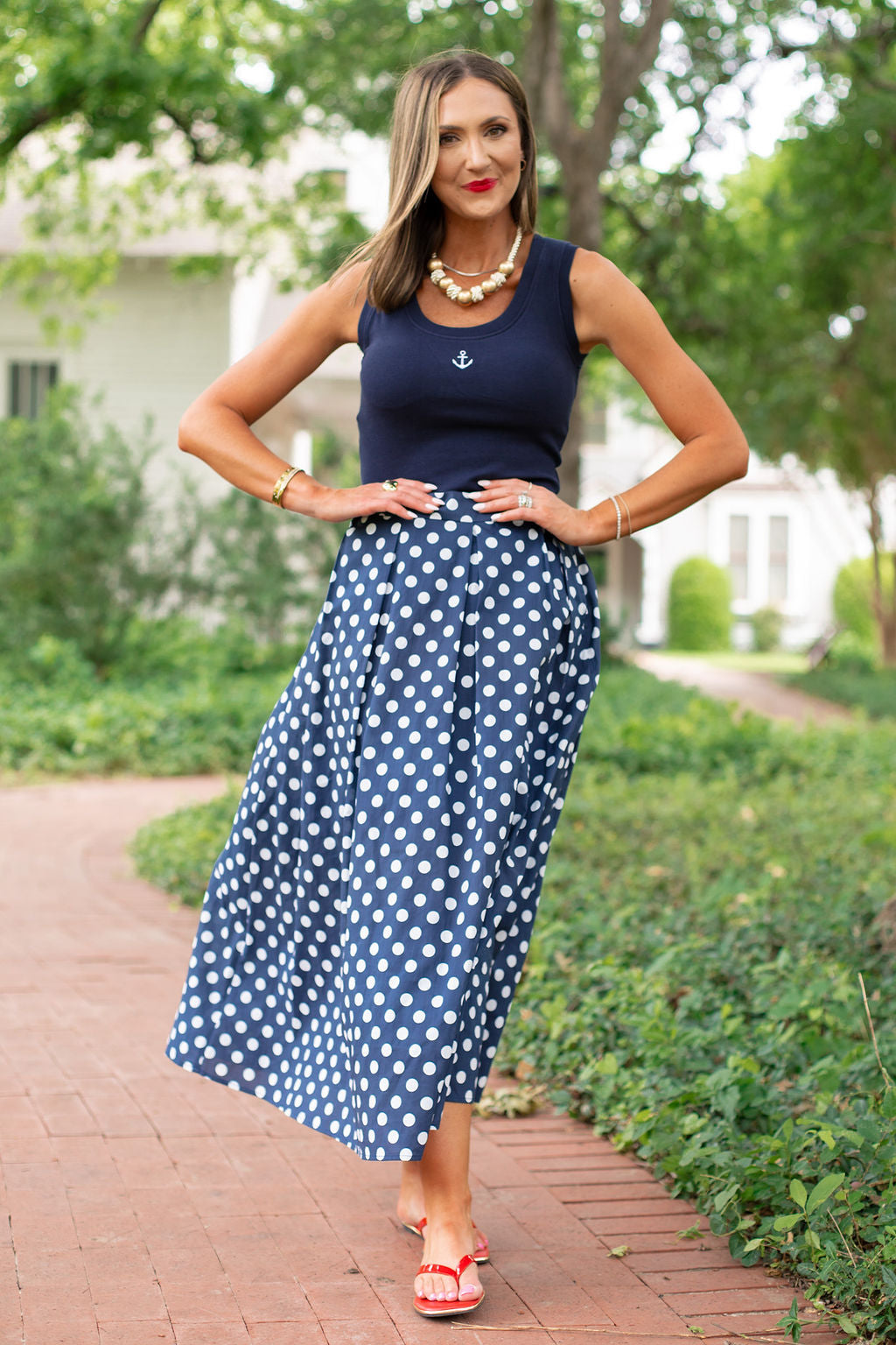 SSYS Signature U Line Built In Bra Tank Top In Navy with Anchor Embellishment