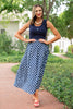 SSYS Cassidy Polka Dot Pleated Maxi Skirt In Navy
