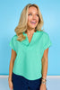 SSYS Erica Everyday Poplin Top In Seafoam