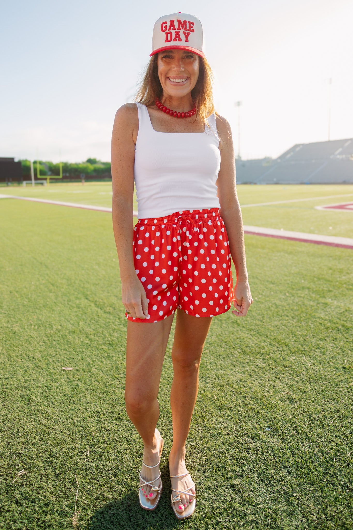 SSYS Darla Polka Dot Shorts In Red