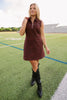 SSYS Annalise Denim Zip Collar Dress In Maroon Animal