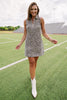 SSYS Annalise Denim Zip Collar Dress In Ivory Animal